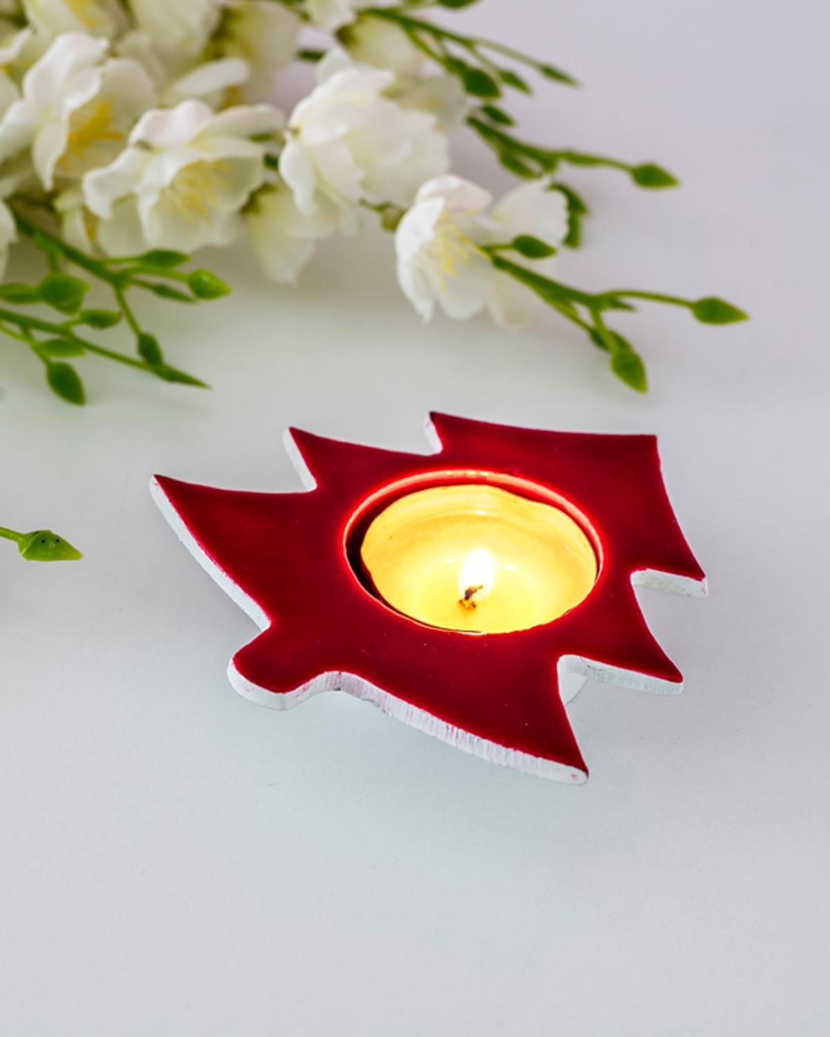 Tree Свещник Порцеланово Покритие, Червено, 10 Cm