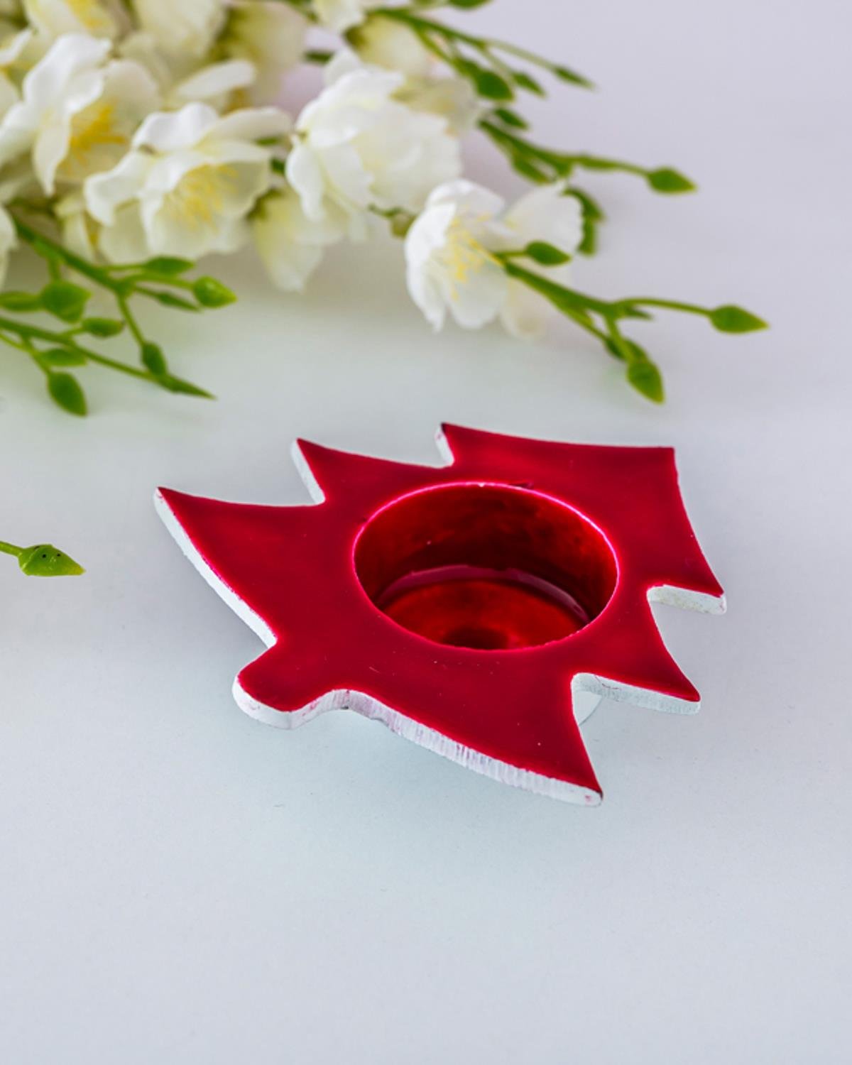 Tree Свещник Порцеланово Покритие, Червено, 10 Cm