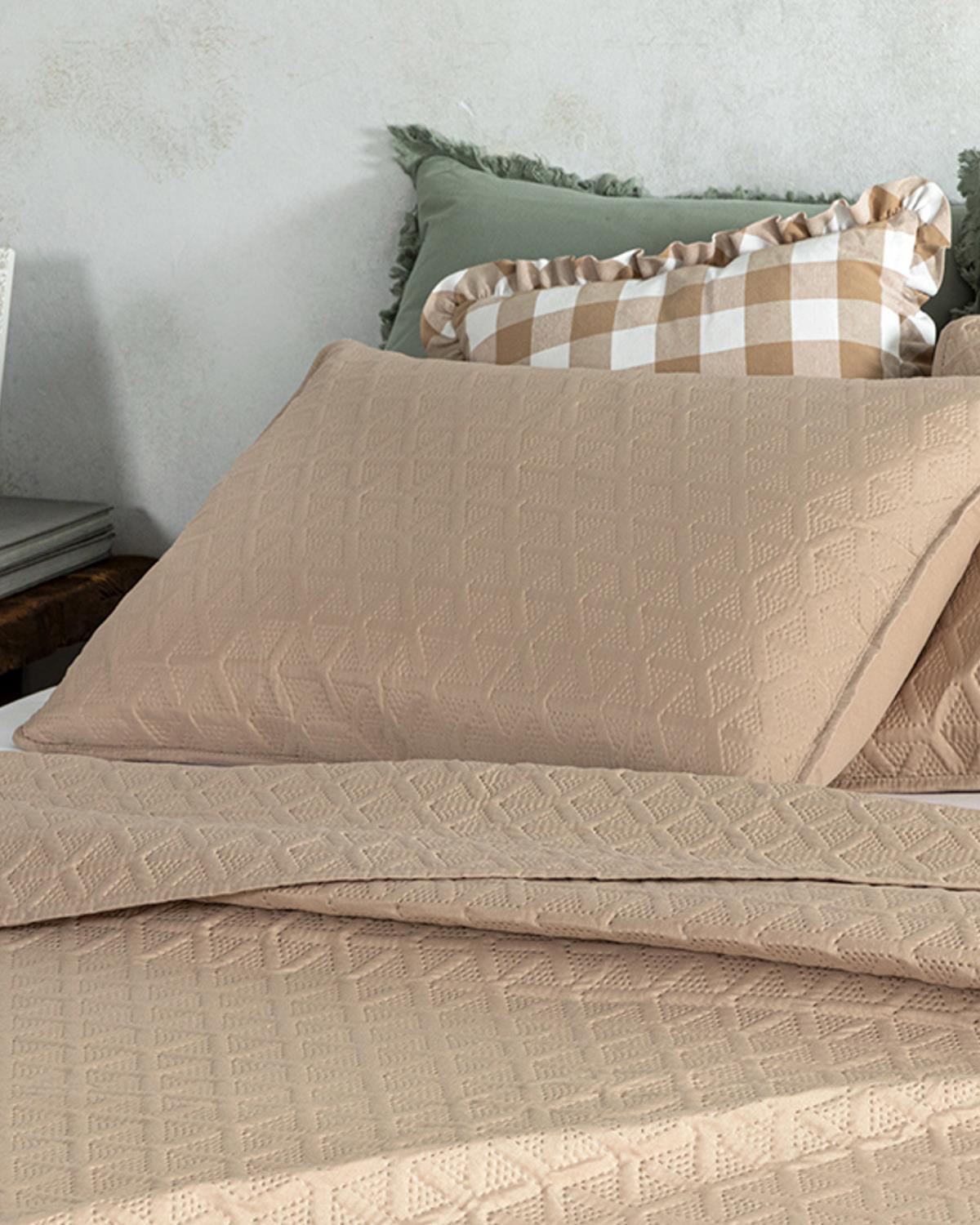 Triangle Комплект Кувертюра За Легло Двоен Многофункционален 200x220 см Бежов