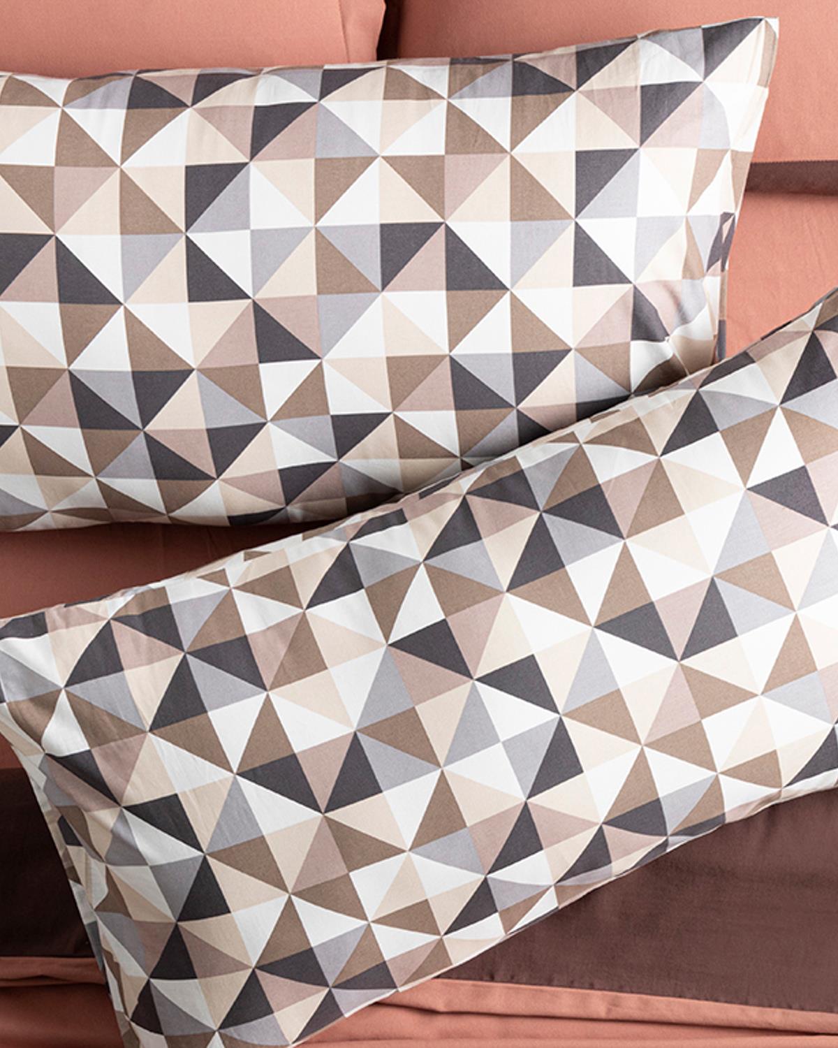 Trigon Калъфка За Възглавница 2 бр. Памучен 50x90 см Сив - Бежов