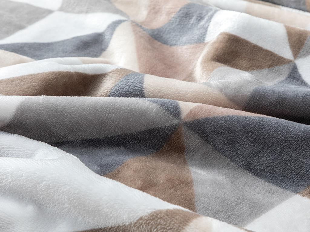 Trigon ОДЕАЛО Tek Kişilik Baskılı Super Soft 150x200 cm Gray-Beige