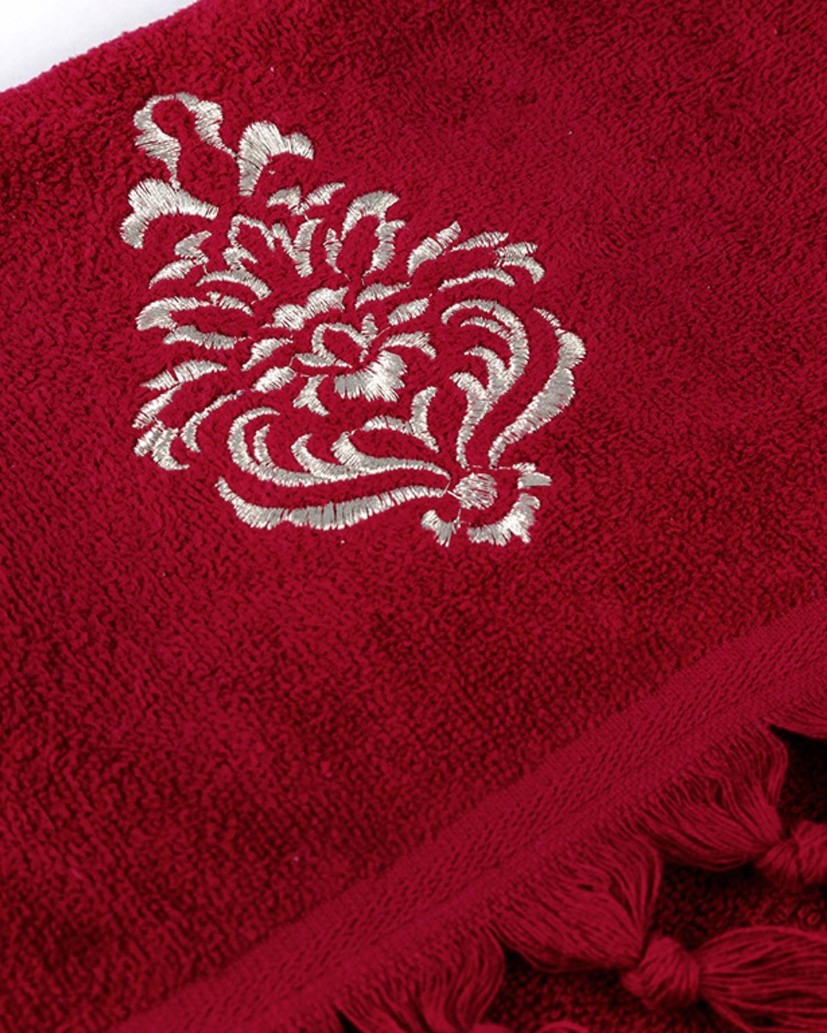 Tulip Damask Кърпа За Лице Кадифе с бродерия 40x60 см Бордо