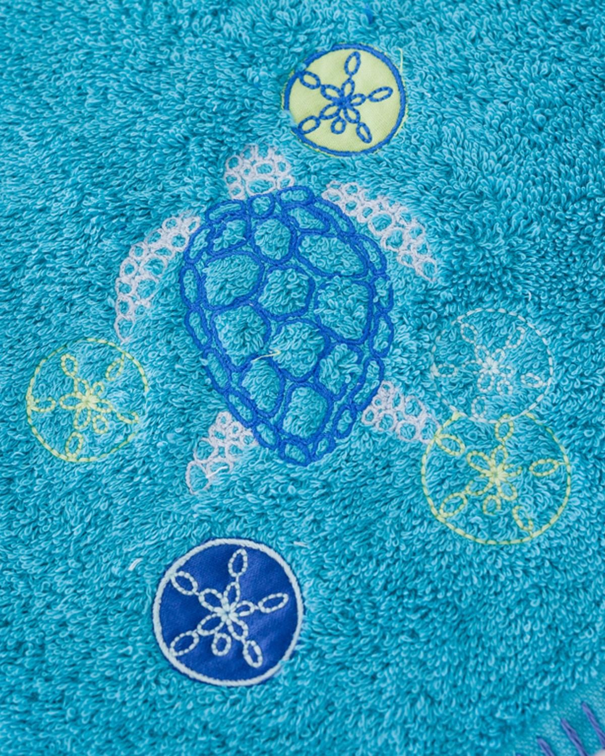 Turtle Кърпа За Лице С бродерия 50x90 см Тюркоаз