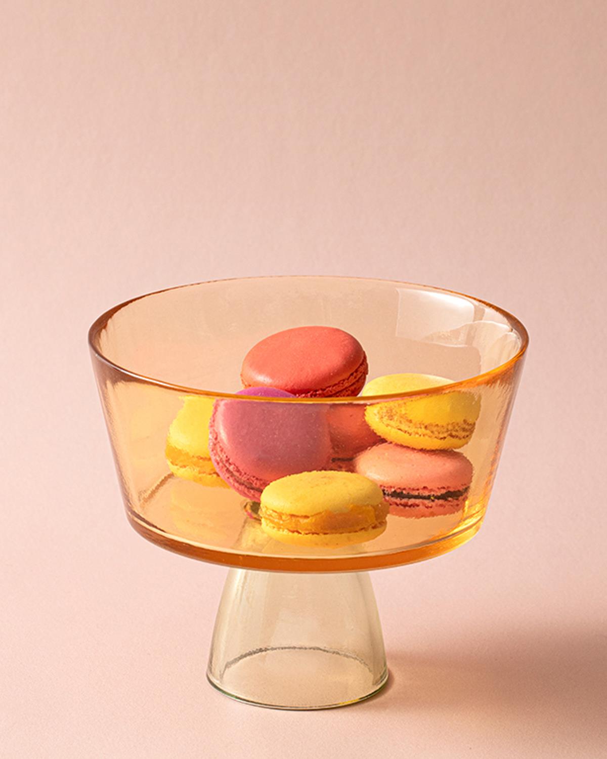 Unique Плато За Предястия С крака Стъкло 16 см Оранжев - Зелен