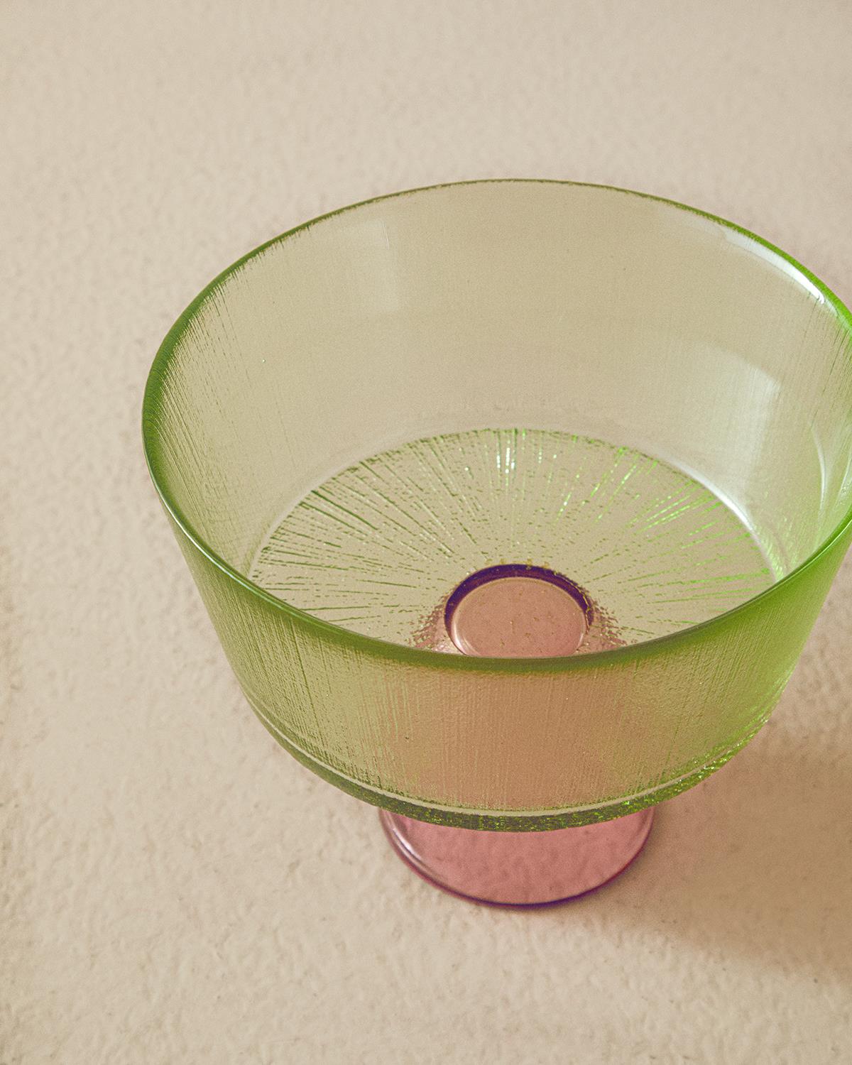 Unique Patch Плато За Предястия С крака Стъкло 16 см Зелен - Розов