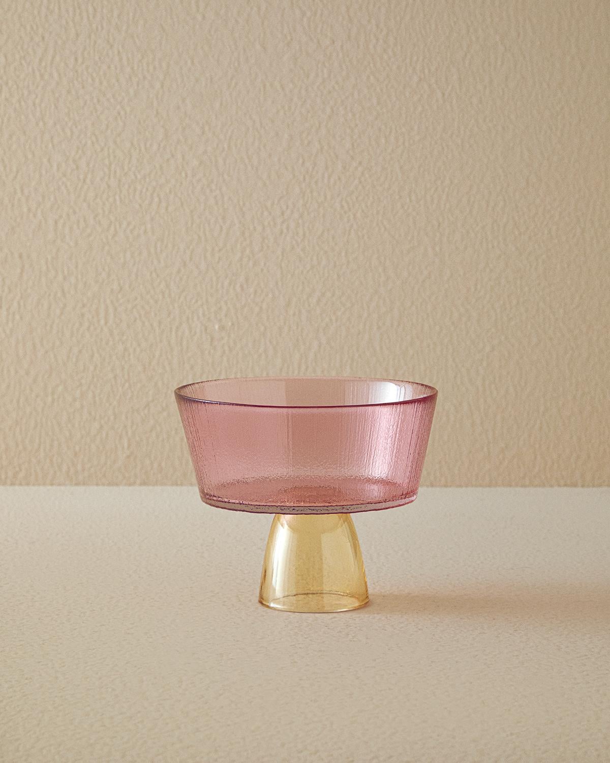 Unique Patch Плато За Предястия С крака Стъкло 16 см Розов - Оранжев