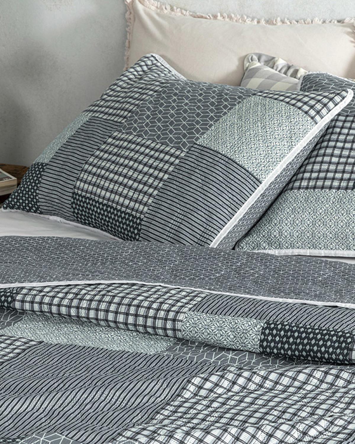 Unique Patch Покривка За Легло Комплект Единичен Размер, Многофункционално, Сиво, 160 X 220 Cm