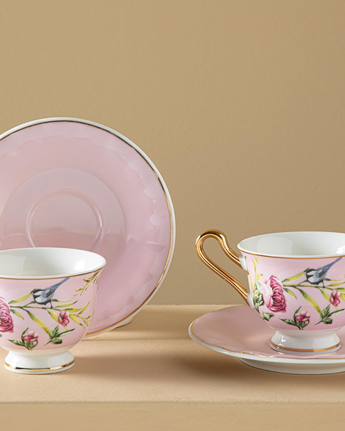 Vanilla Сервиз За Кафе 4 Бр. За 2 Души, New Bone China, Светло Розово,, 90 Ml