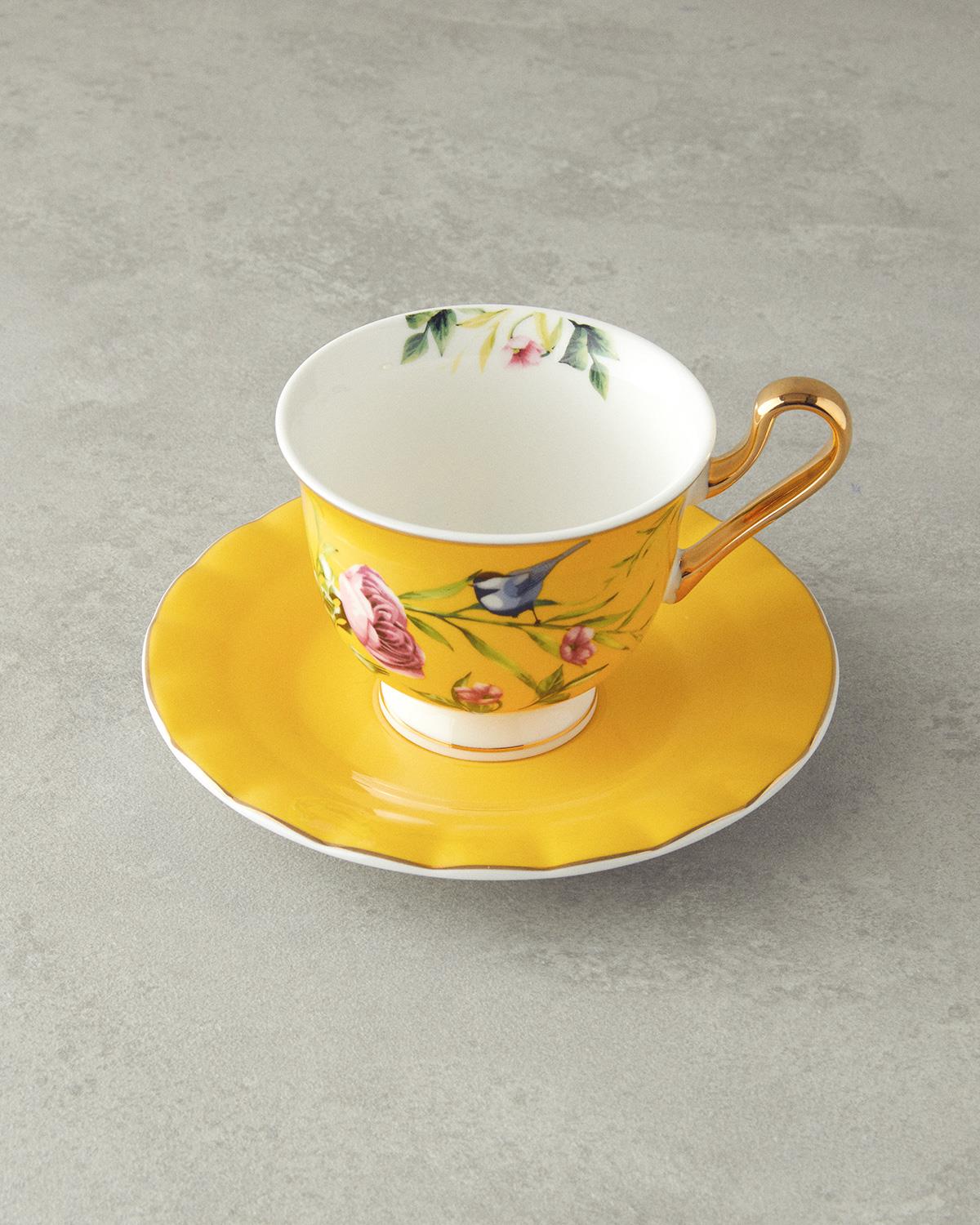Vanilla New Bone China 4 Parça 2 Kişilik Tea Cup Set 220 ml Yellow