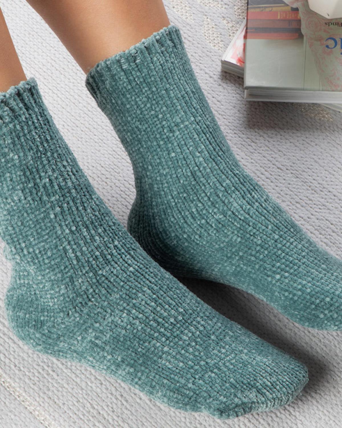 Velvet Дълги Чорапи Дамски Кадифе 36-38 Селадон