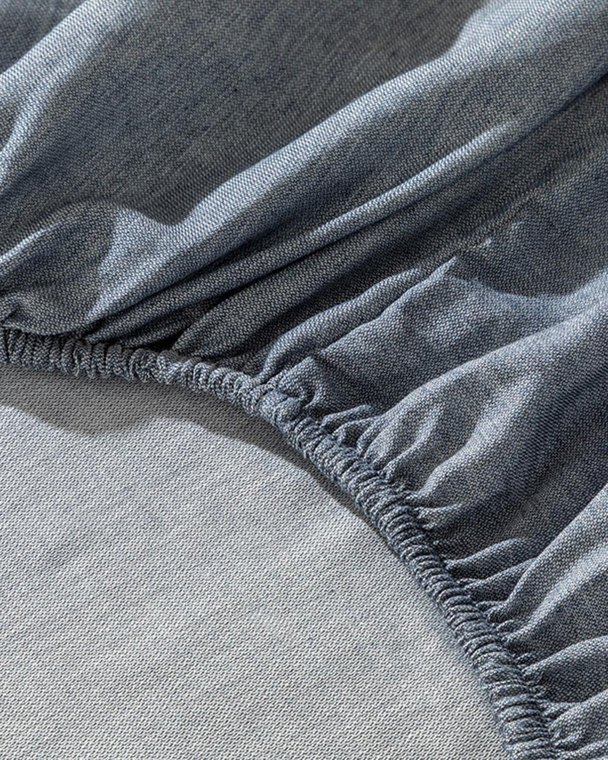 Velvety Спален Комплект Двоен Шенилна тъкан с багрени нишки 200x220 см Морскосин - Бежов.