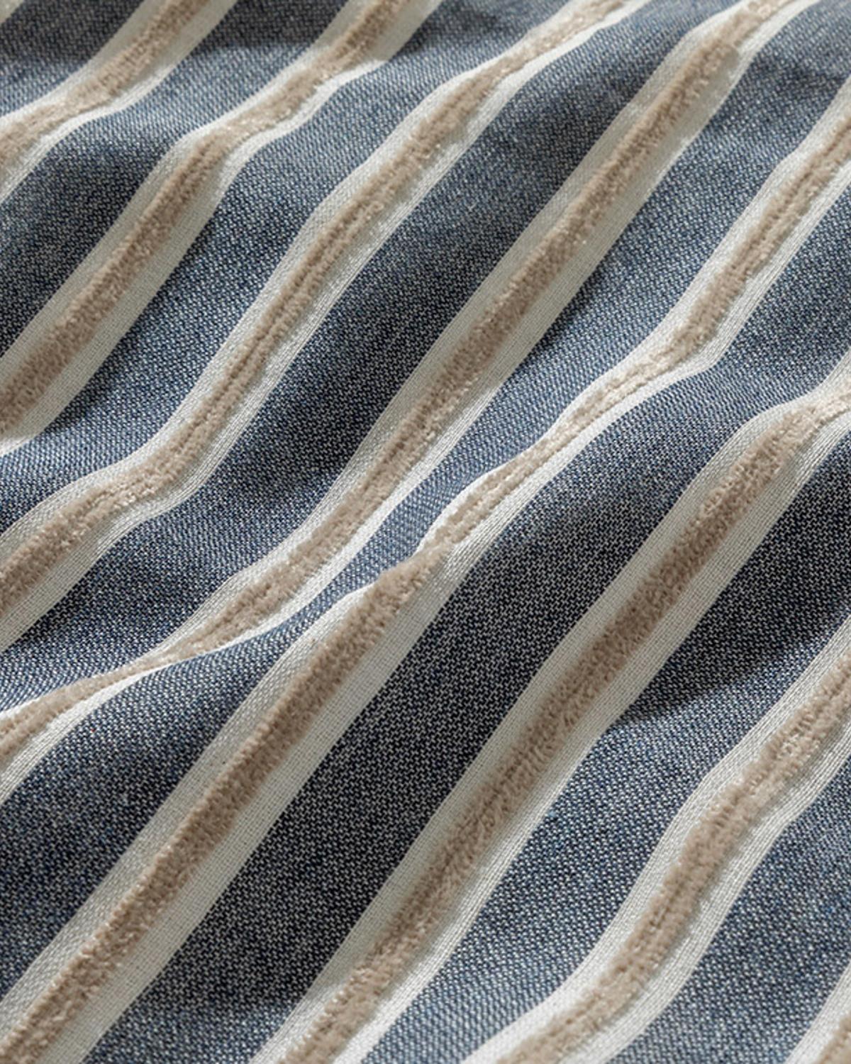 Velvety Спален Комплект Двоен Шенилна тъкан с багрени нишки 200x220 см Морскосин - Бежов.
