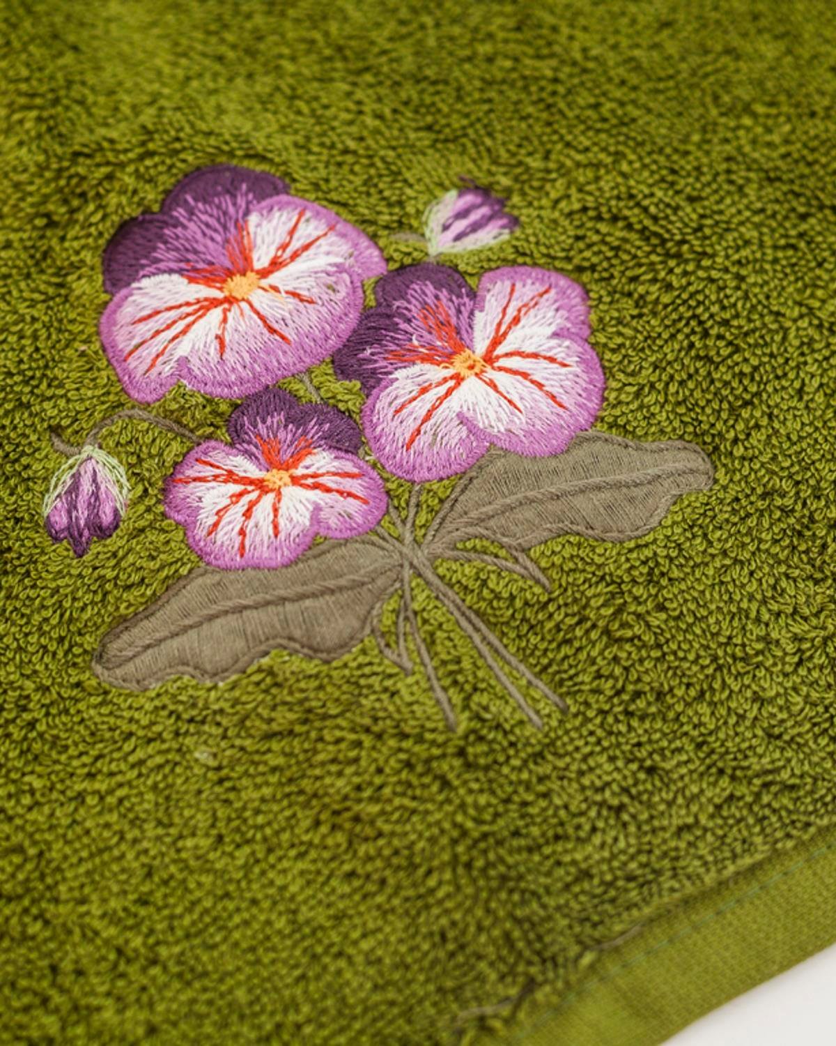Violet Кърпа За Лице С бродерия 50x90 см Зелен