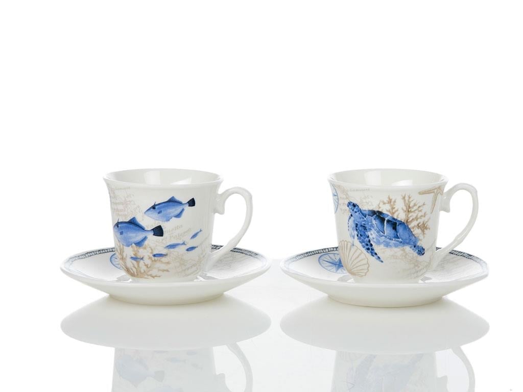 Viva Сервиз за Кафе 4 Parça 2 Kişilik New Bone 90 ml Blue.