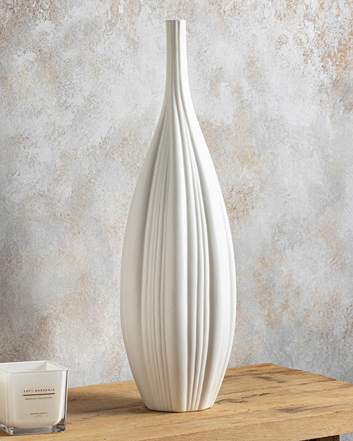 Wavy Ваза Stoneware, Бяло, 0