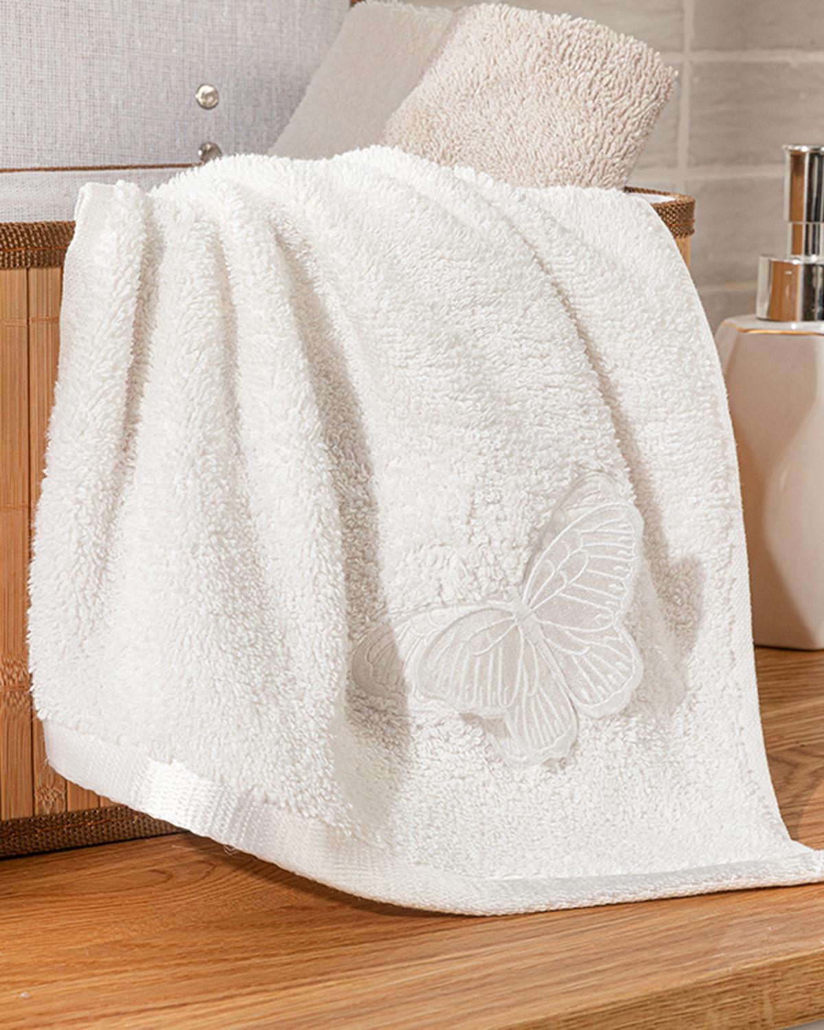 White Butterfly Кърпа За Ръце С бродерия С бродерия 30x45 см Бежов