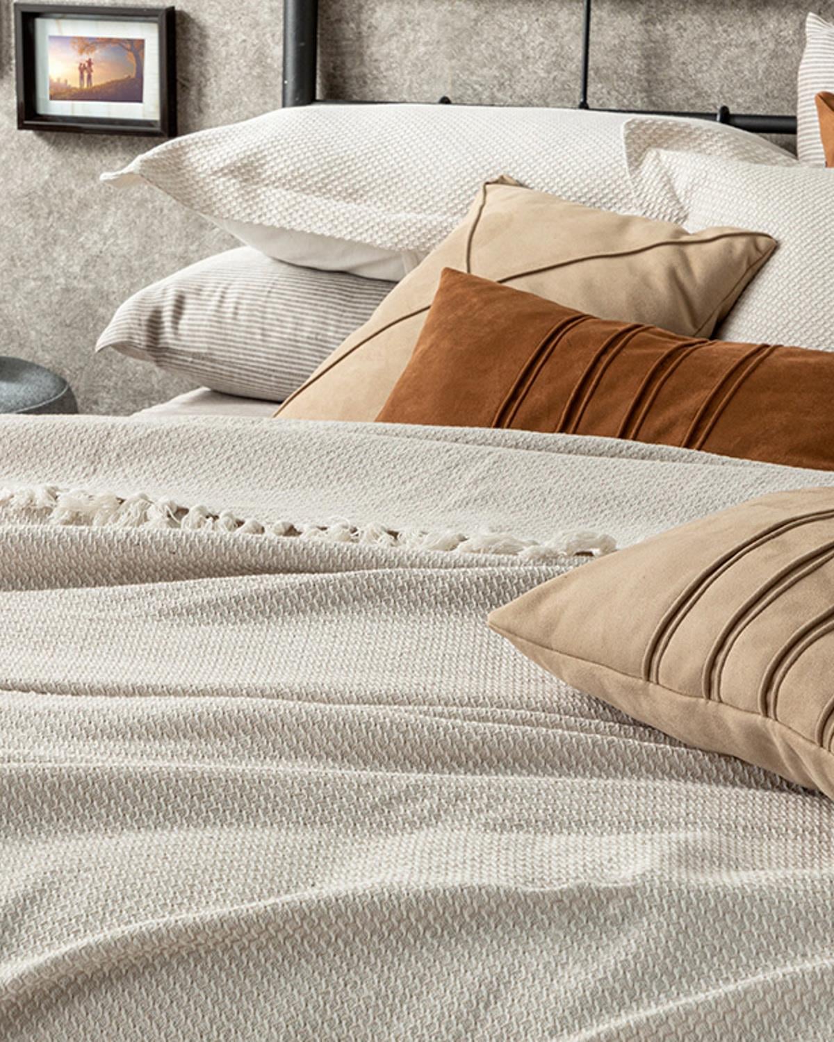 Willow Комплект Кувертюра За Легло Двоен Тъкан 240x260 см Екрю