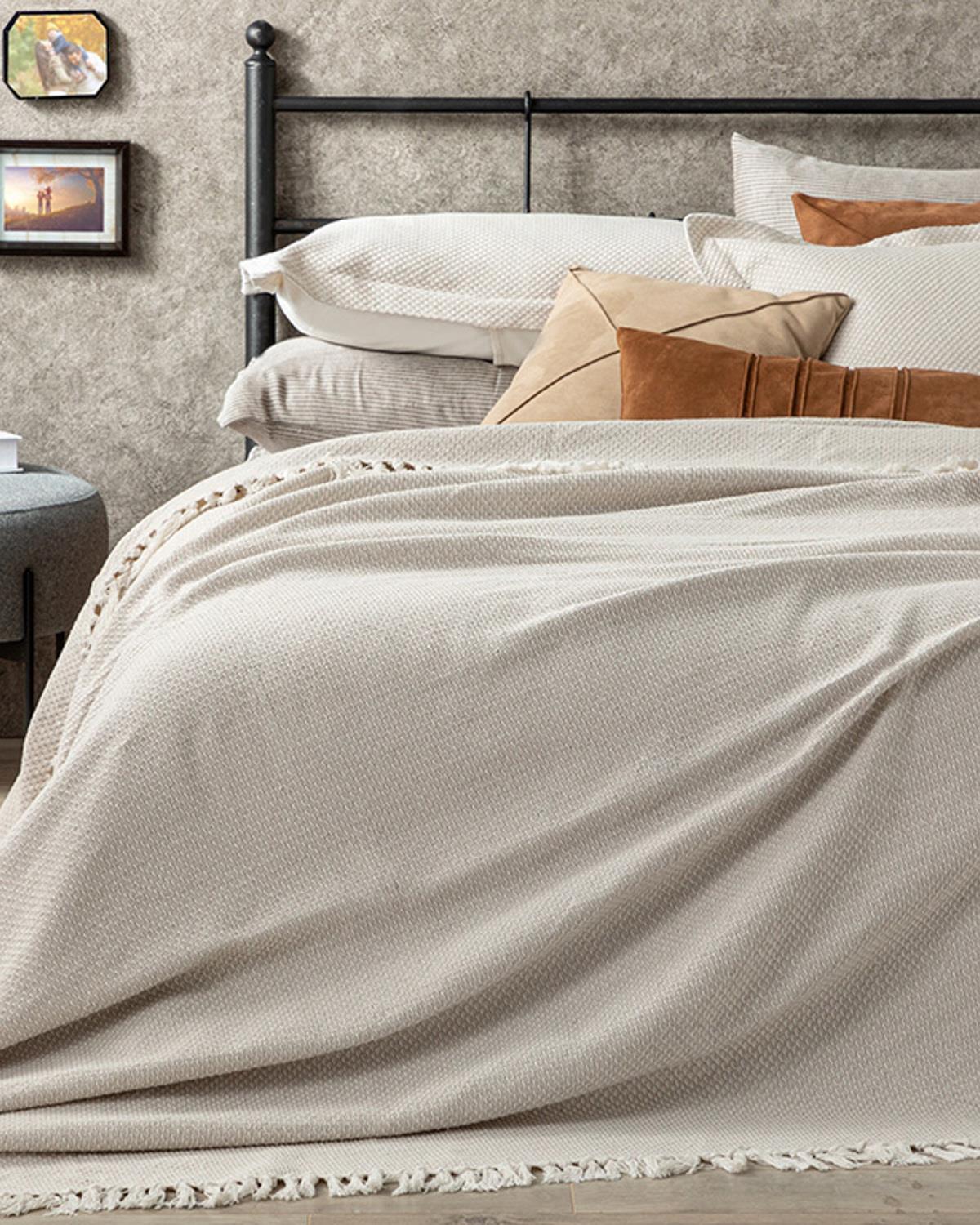 Willow Комплект Кувертюра За Легло Двоен Тъкан 240x260 см Екрю