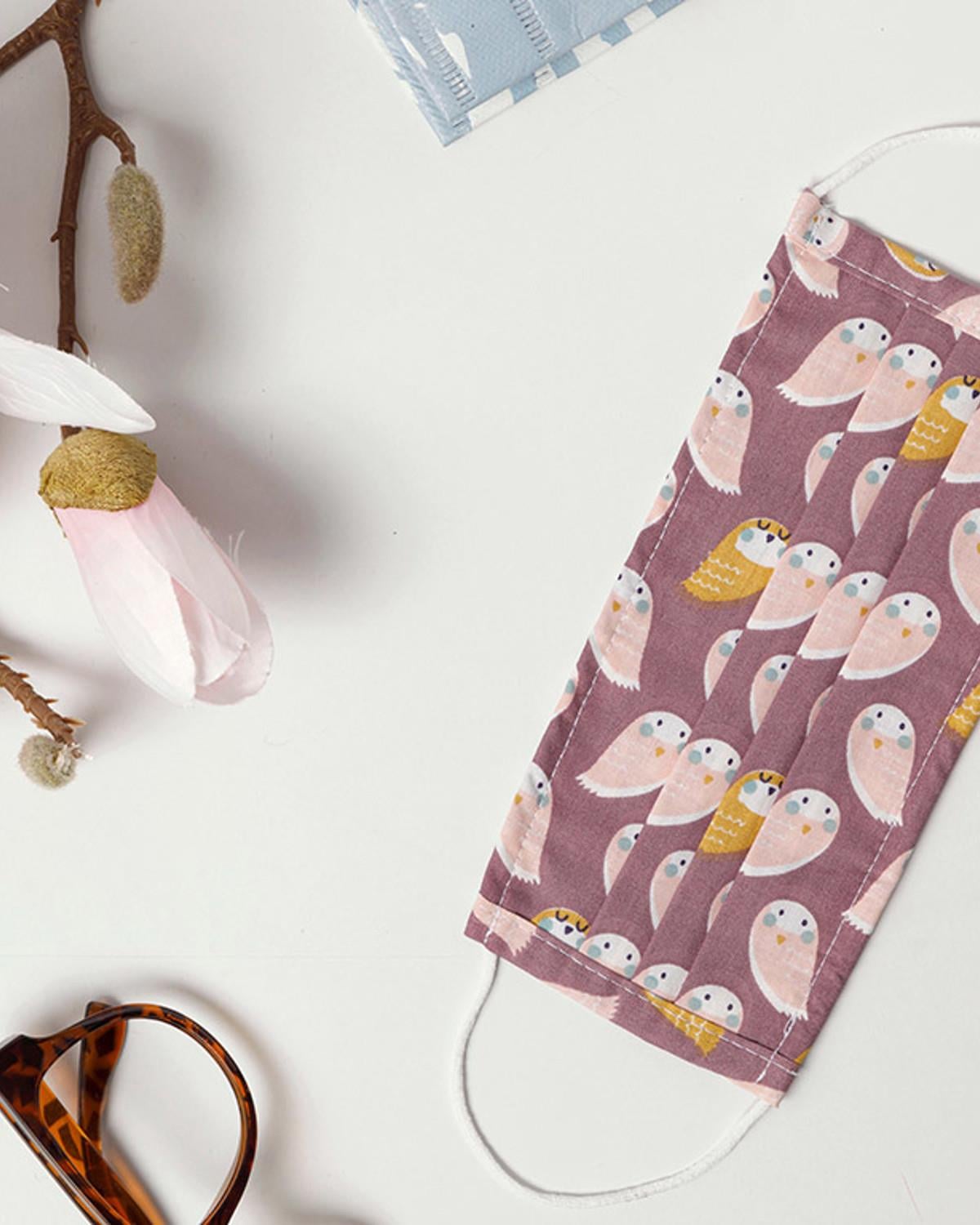 WISE BIRD Cotton Fabric Mask 9,5x18 cm Purple