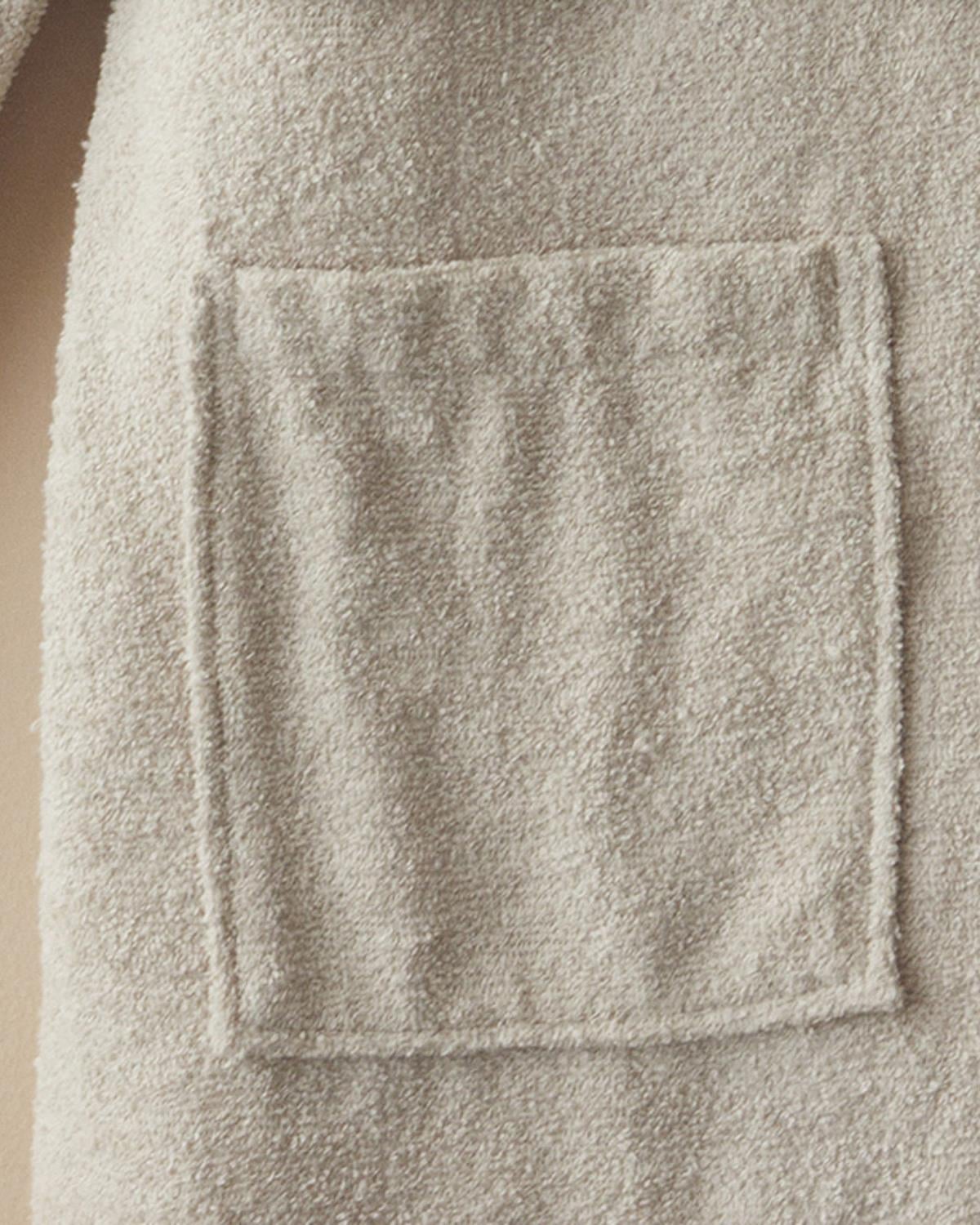 Wolin Cotton Polyester Bordered Bathrobe L-XL Stone Color