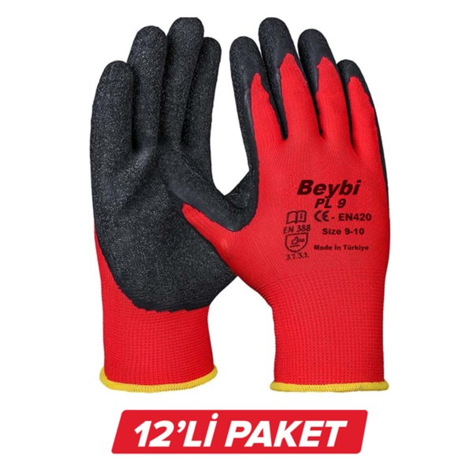 BEYBİ PL9 NİTRİL ELDİVEN KIRMIZI-SİYAH NO:9