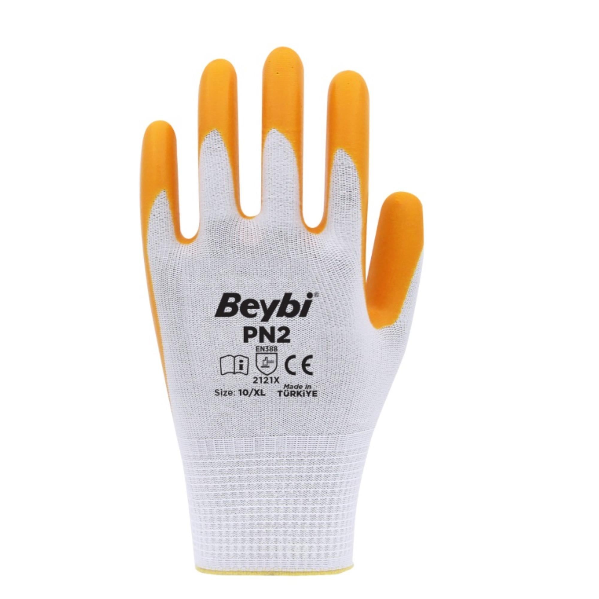 BEYBİ PN2 NAYLON NİTRİL ELDİVEN SARI NO: 10