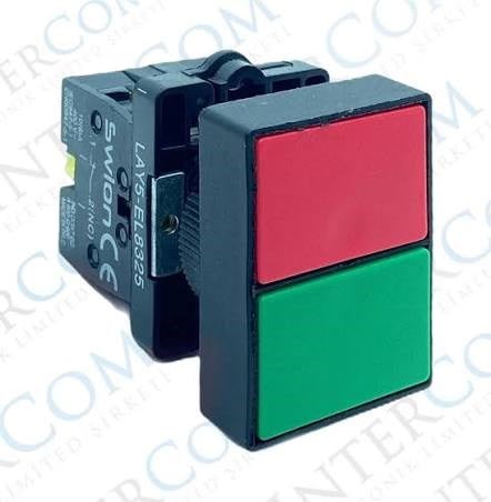 Elektrik MalzemeleriİnterkomIC-104A Geniş Işıklı Anahtar 6P ON-OFF | Işıklı Rocker SwitchLAY5-EL8325 22mm İkiz Buton Yeşil Kırmızı
