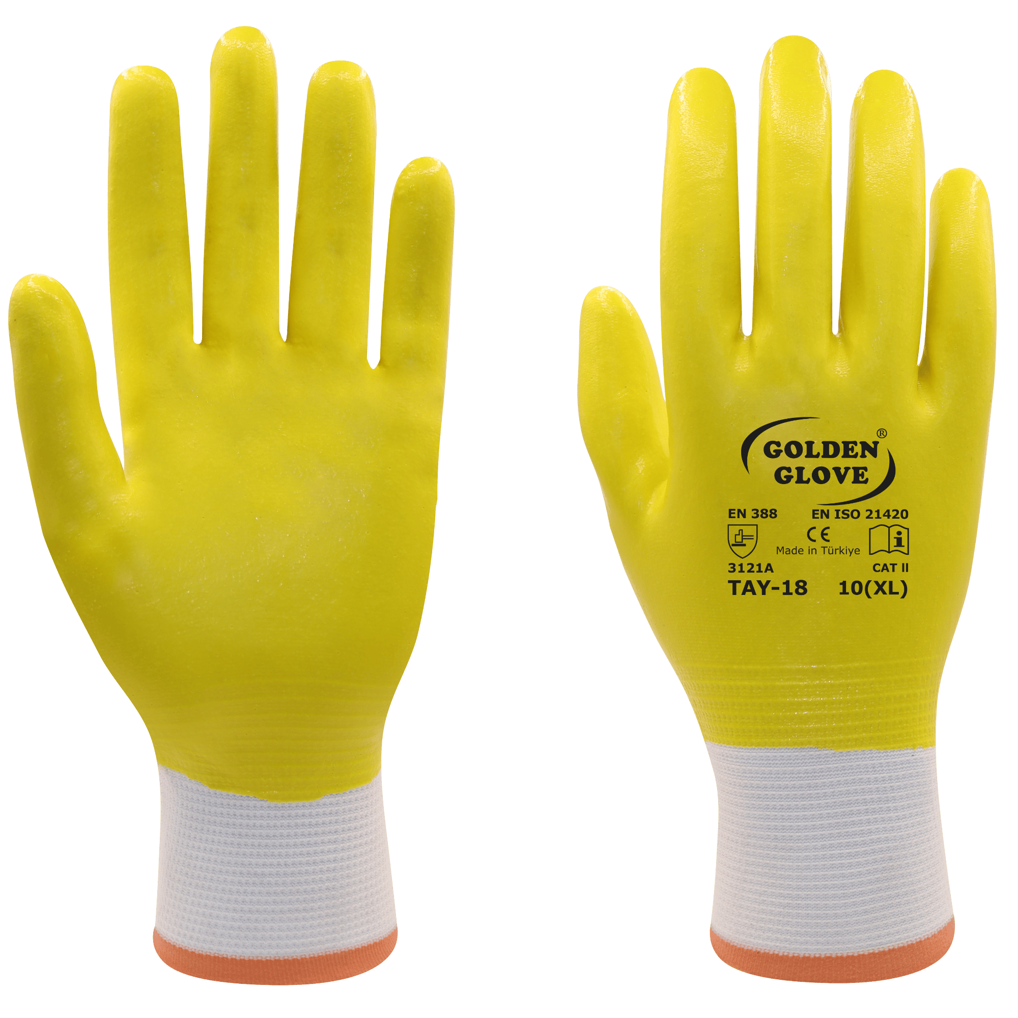 GOLDEN GLOVE TAY-18 TAM KAPLI ELDİVEN SARI NO:10