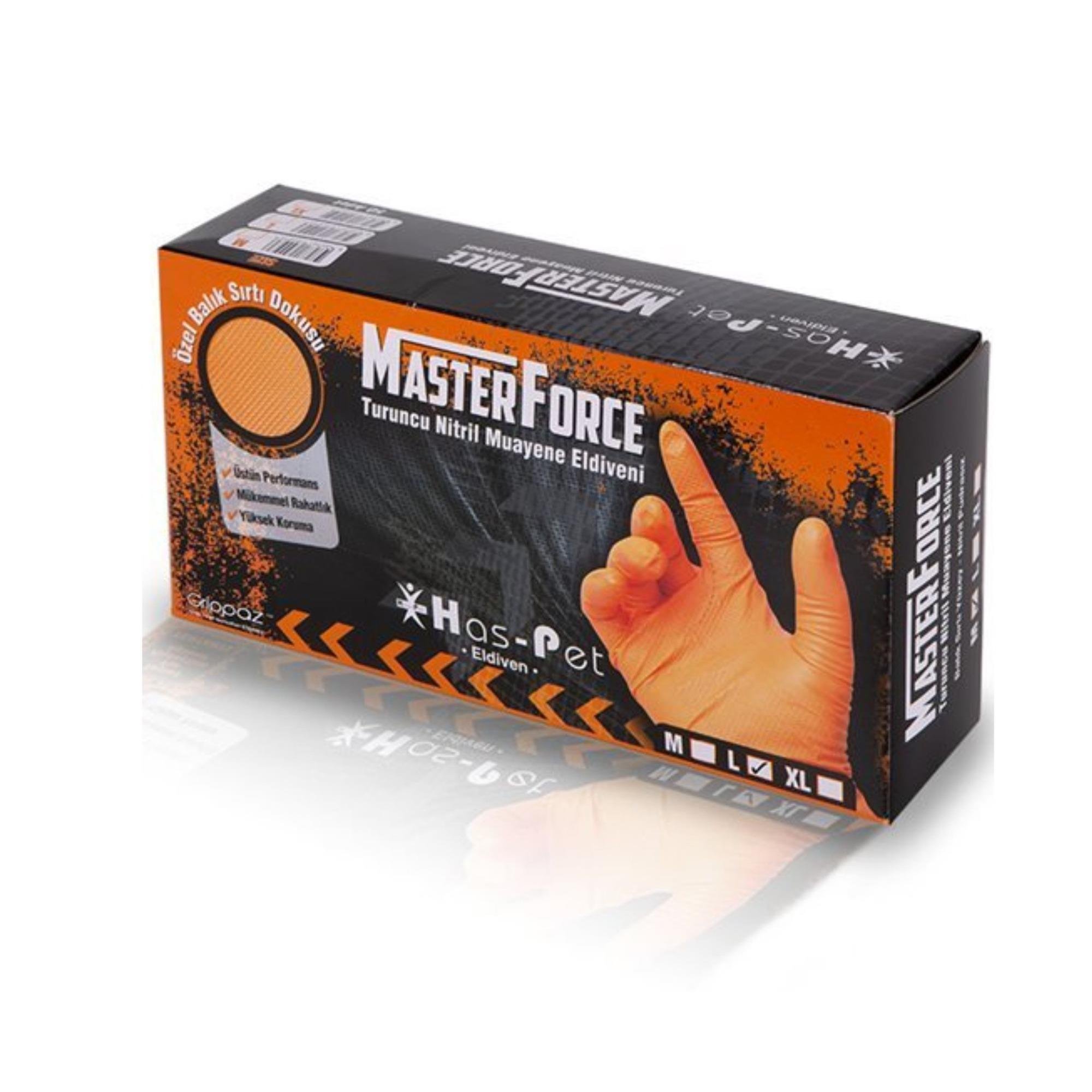 MASTER FORCE TURUNCU NİTRİL MUAYENE ELDİVEN L