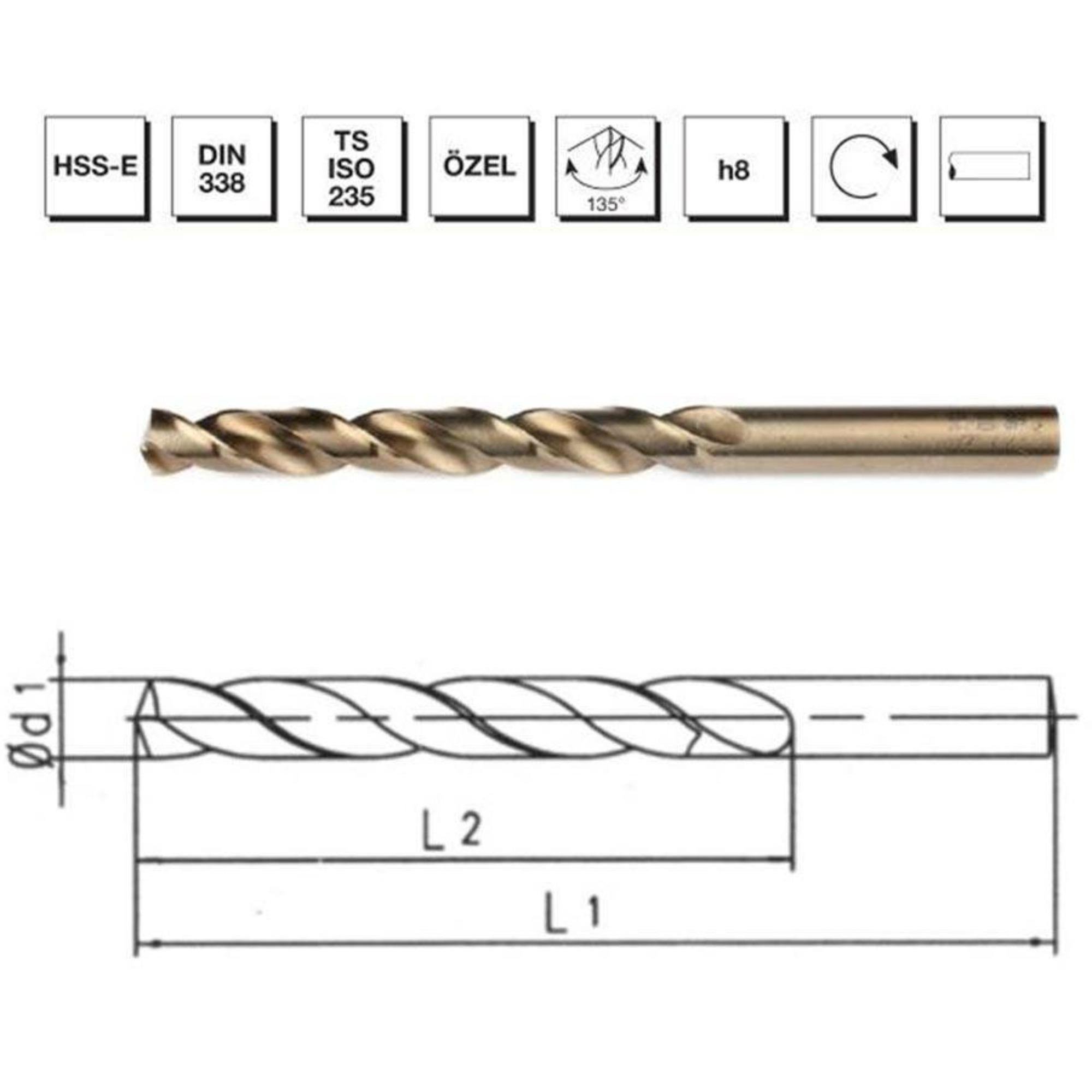 MTE HSS KISA MATKAP UCU ALTIN SERİ DIN 338 3.2 MM