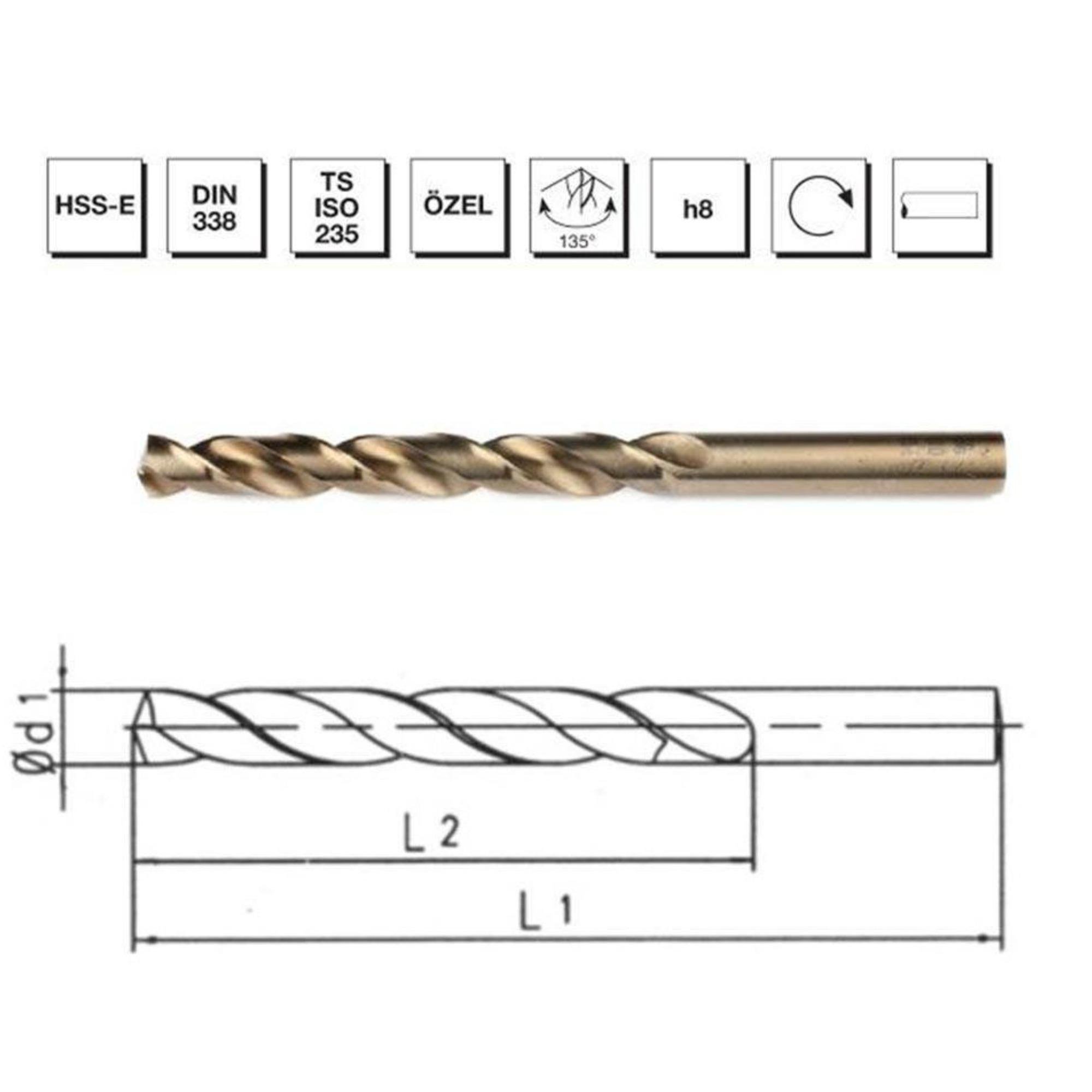 MTE HSS KISA MATKAP UCU ALTIN SERİ DIN 338 2 MM