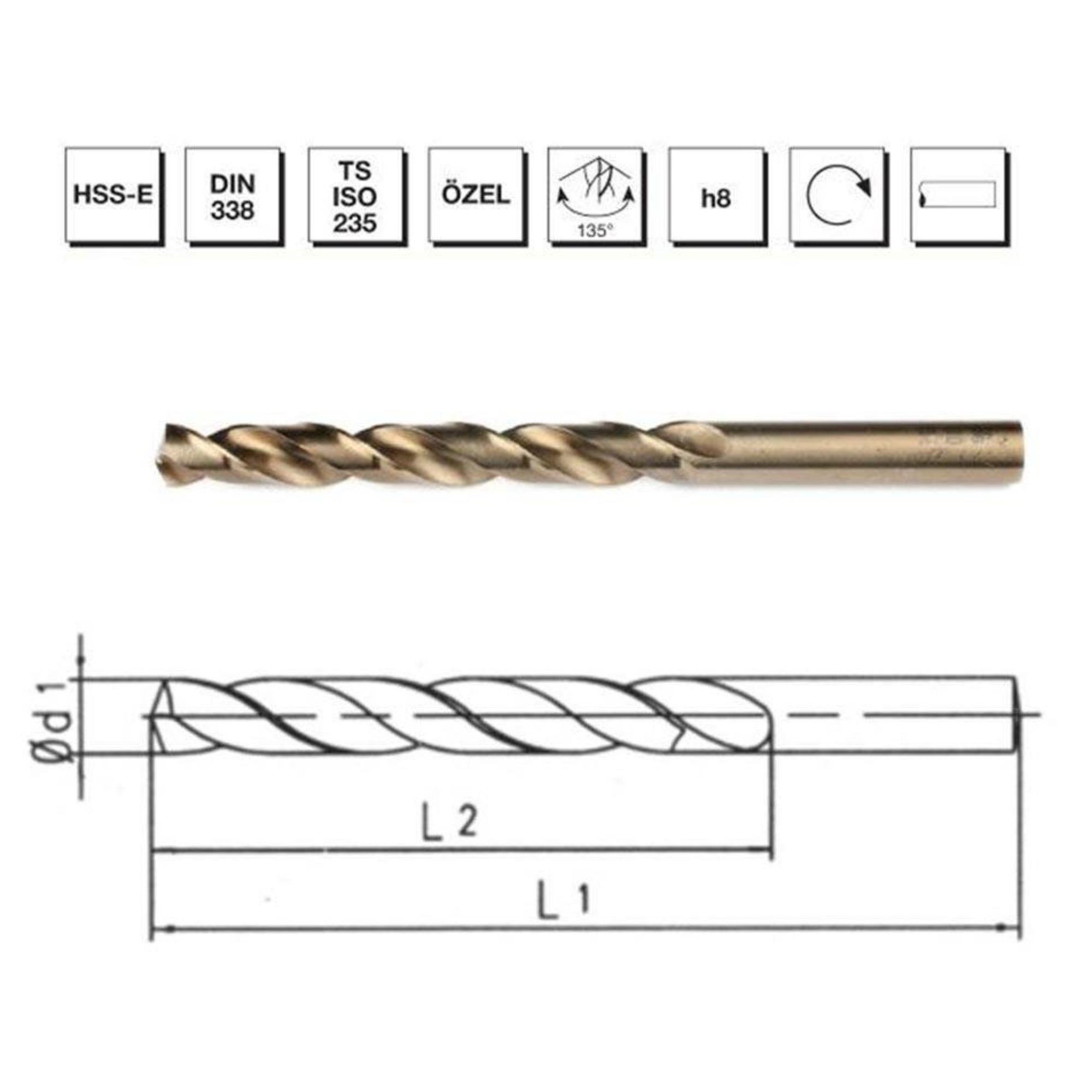 MTE HSS KISA MATKAP UCU ALTIN SERİ DIN 338 2.6 MM
