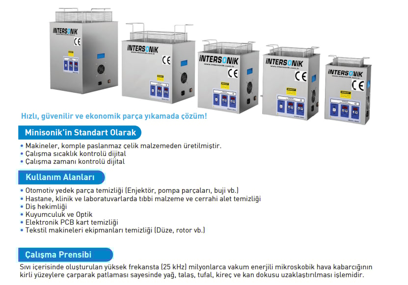 Yüzey İşlem Teknolojisi ve MakinalarıİNTERSONİKINTERSONIK -  Minisonik Parça Yıkama Makineleri (MİNİ28) - Ultrasonik Temizleme Makineleri │OSO Satış - Elektronik TicaretMİNİSONİK MİNİ28 - Ultrasonik Parça Yıkama Makinası (28Litre)