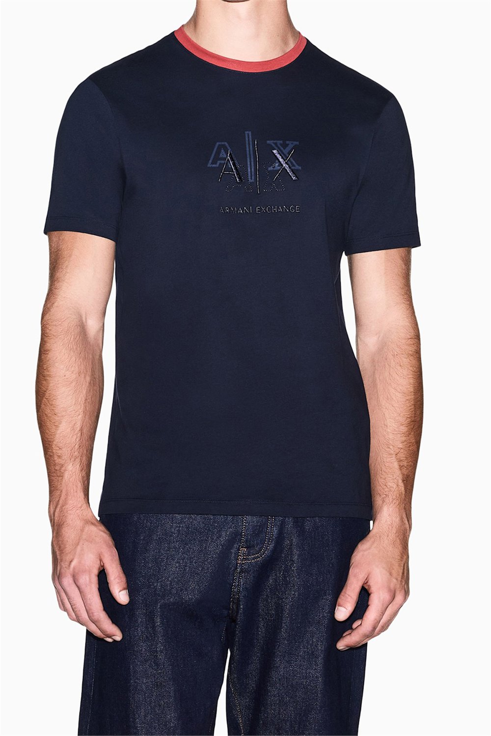 Armani Exchange Erkek Bisiklet Yaka T-Shirt Lacivert