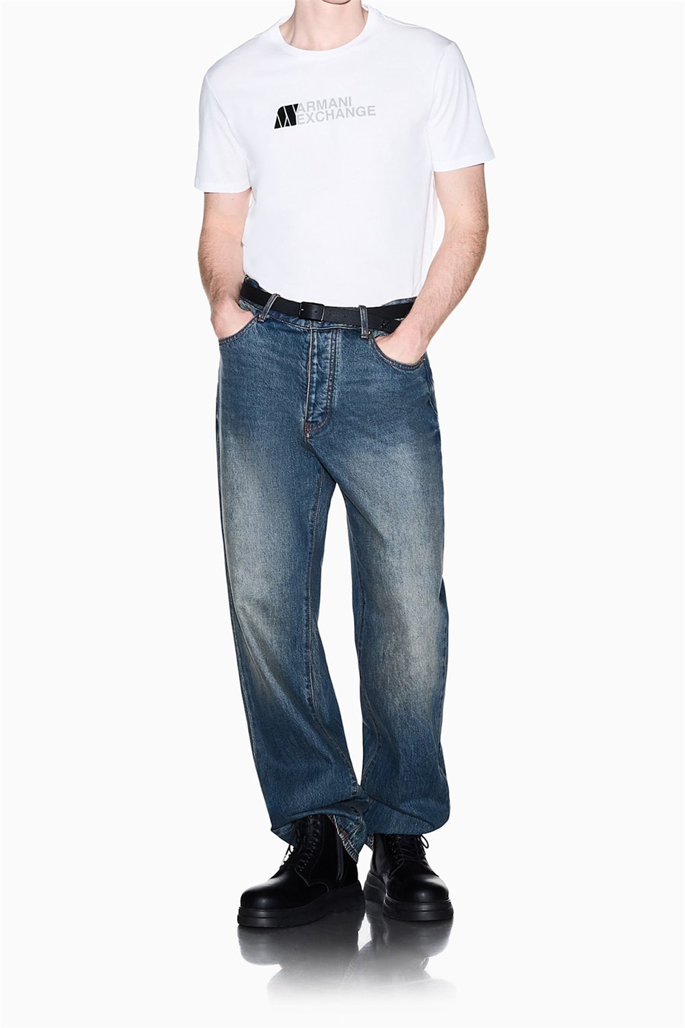Armani Exchange Erkek Bisiklet Yaka T-Shirt Beyaz