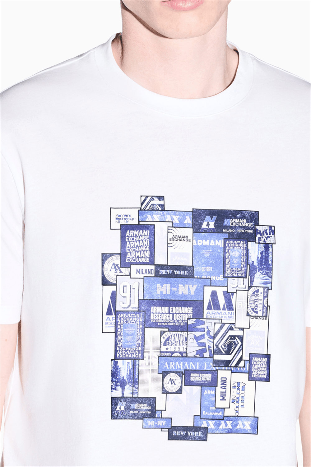 Armani Exchange Erkek Bisiklet Yaka T-Shirt Beyaz