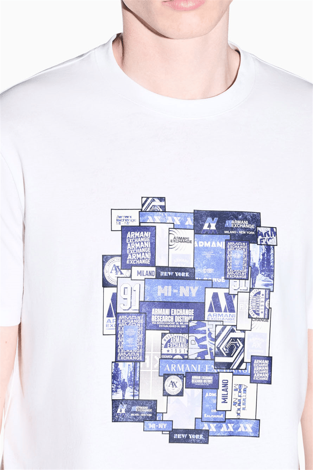 Armani Exchange Erkek Bisiklet Yaka T-Shirt Beyaz