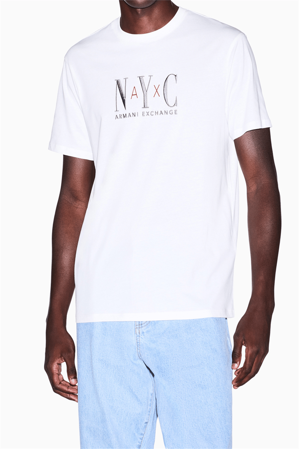 Armani Exchange Erkek Bisiklet Yaka T-Shirt Beyaz
