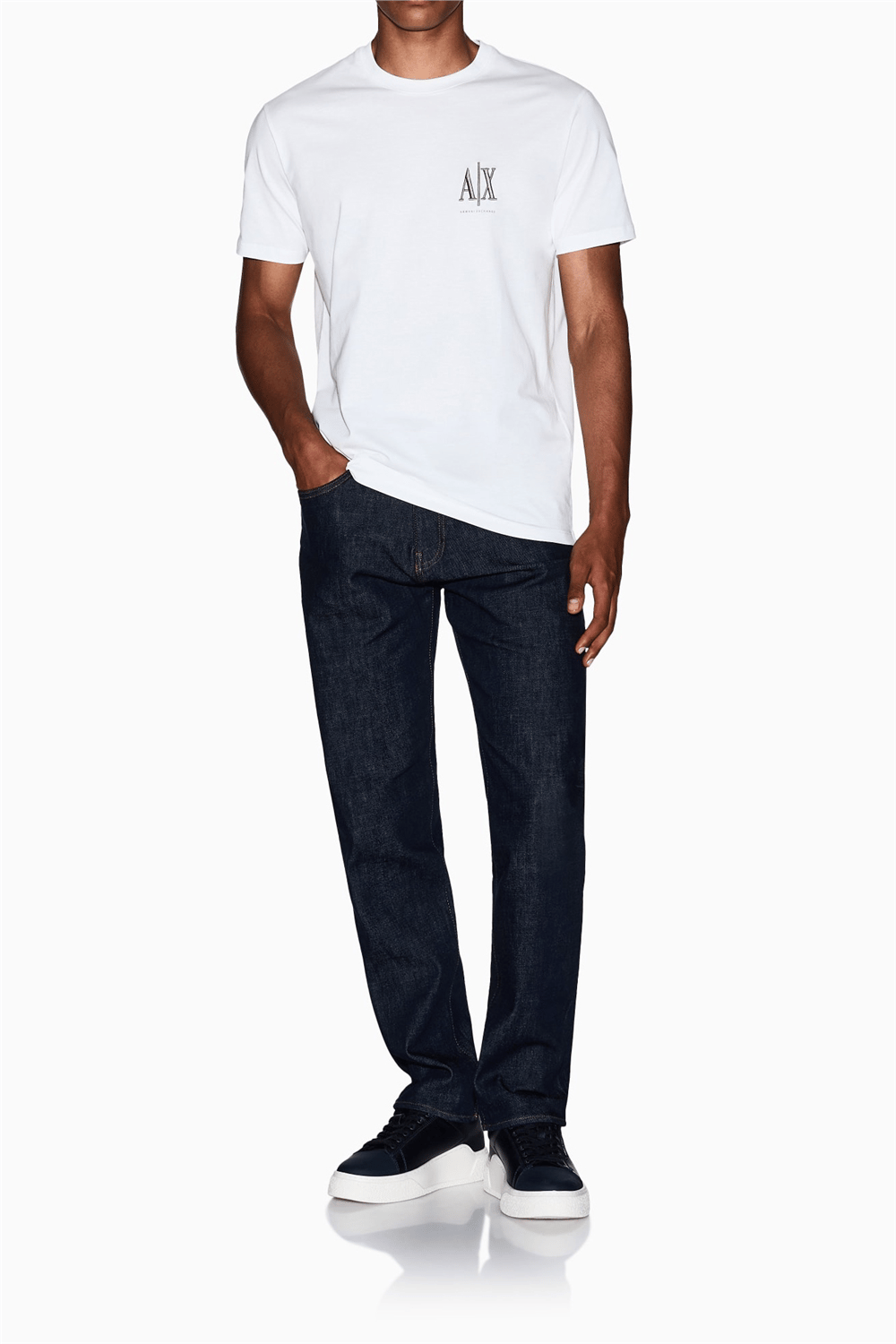 Armani Exchange Erkek Bisiklet Yaka T-Shirt Beyaz