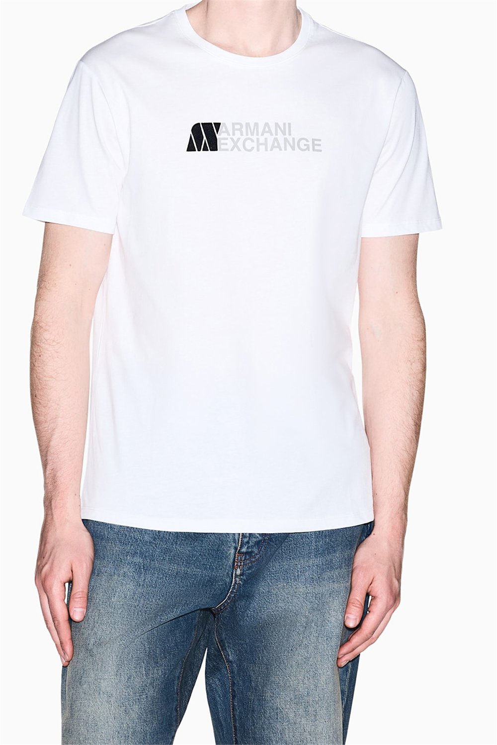Armani Exchange Erkek Bisiklet Yaka T-Shirt Beyaz
