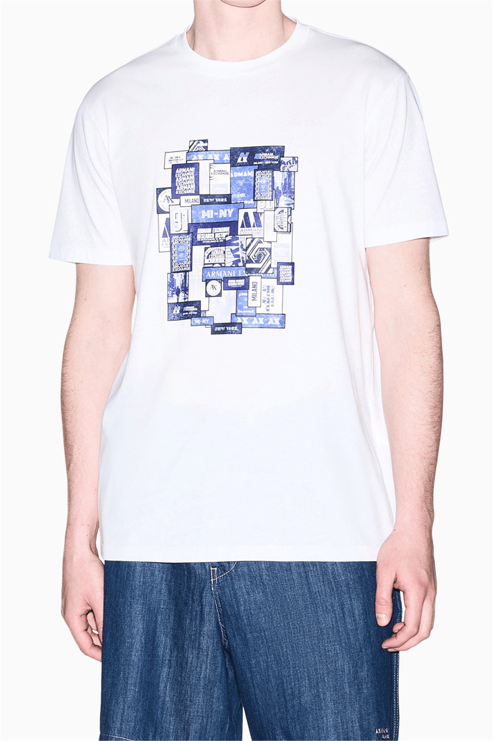 Armani Exchange Erkek Bisiklet Yaka T-Shirt Beyaz
