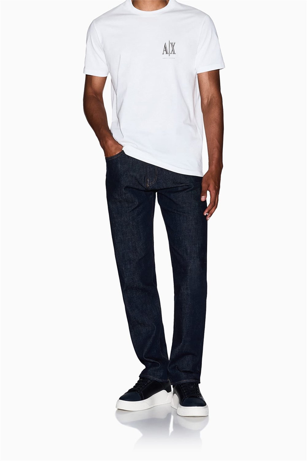 Armani Exchange Erkek Bisiklet Yaka T-Shirt Beyaz
