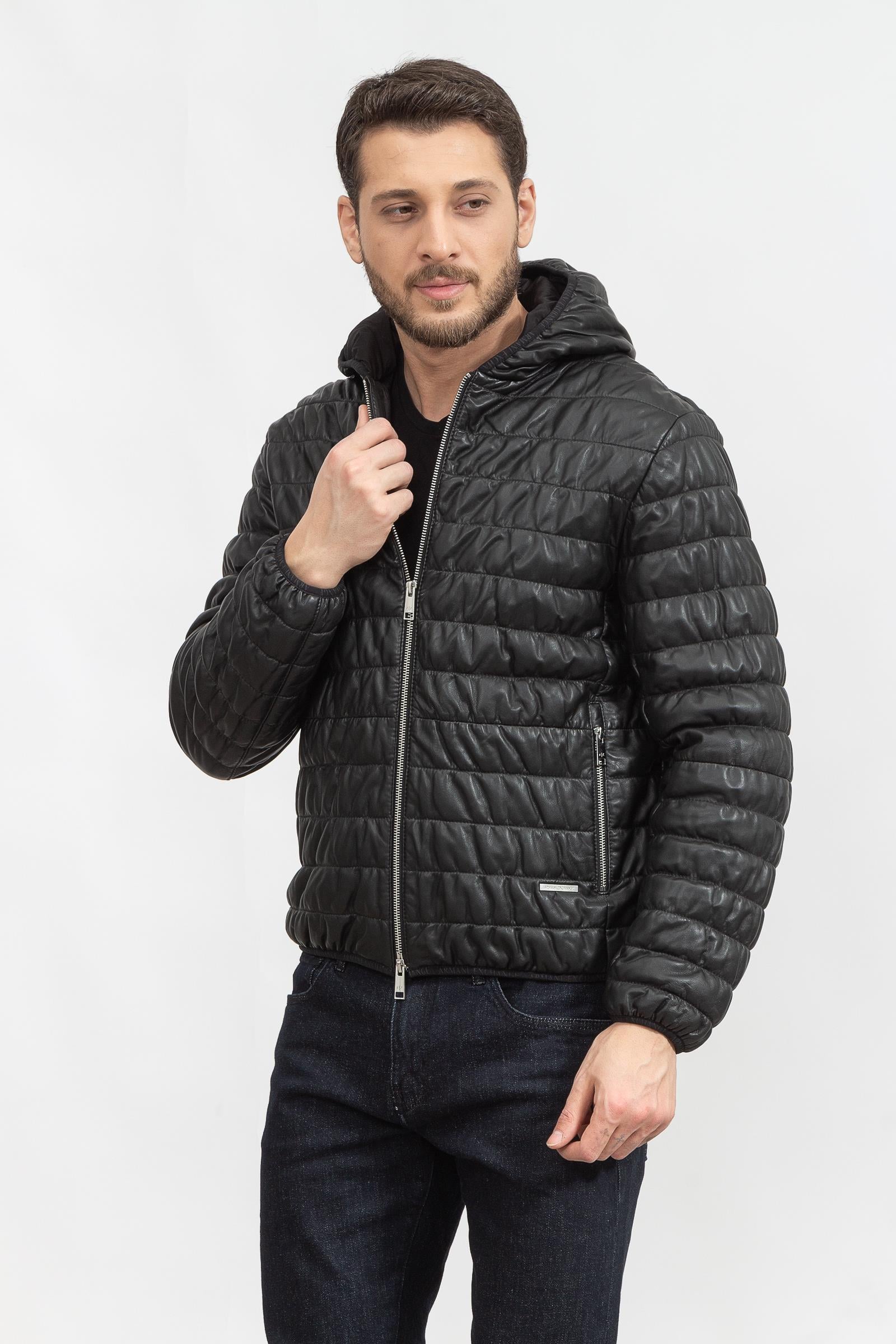 Armani Exchange Erkek Deri Mont