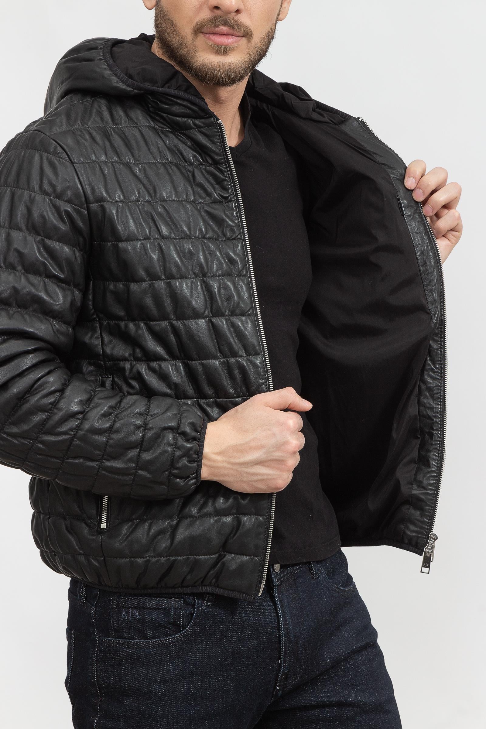 Armani Exchange Erkek Deri Mont