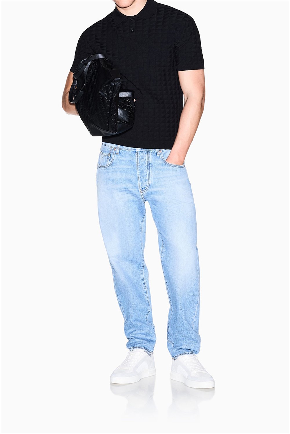Armani Exchange Erkek Polo Yaka Triko Siyah