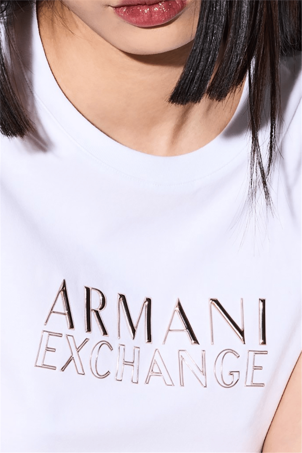 Armani Exchange Kadın Bisiklet Yaka T-Shirt Beyaz