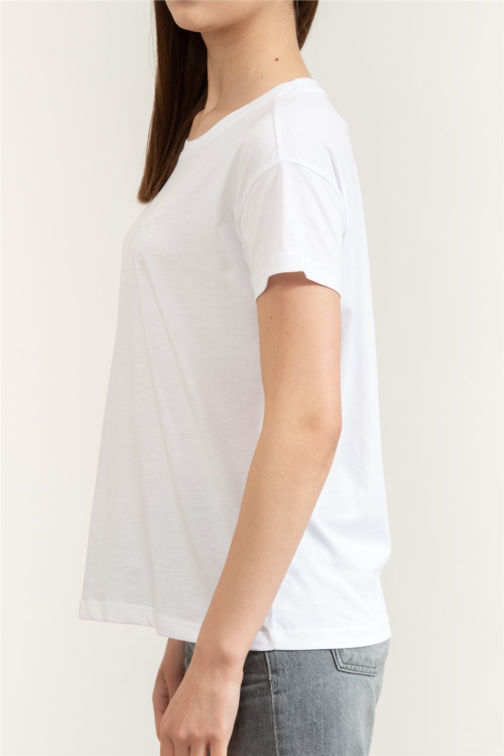 Armani Exchange Kadın Bisiklet Yaka T-Shirt Beyaz