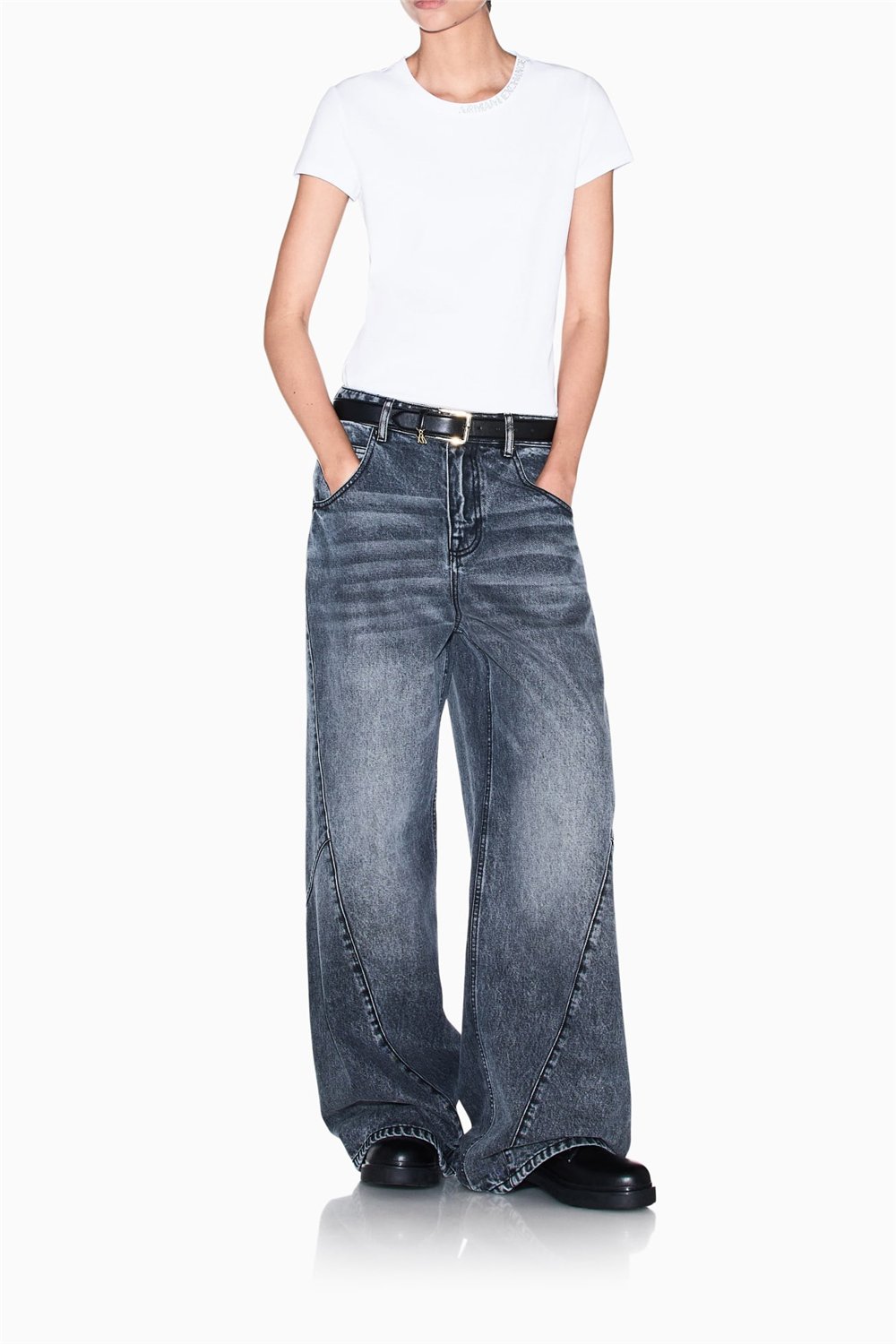 Armani Exchange Kadın Bisiklet Yaka T-Shirt Beyaz