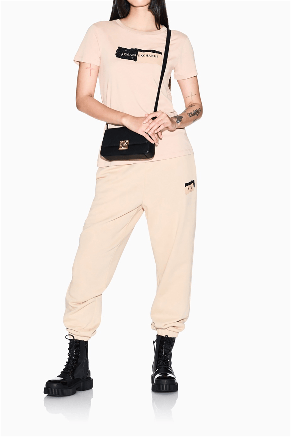 Armani Exchange Kadın Bisiklet Yaka T-Shirt Taba