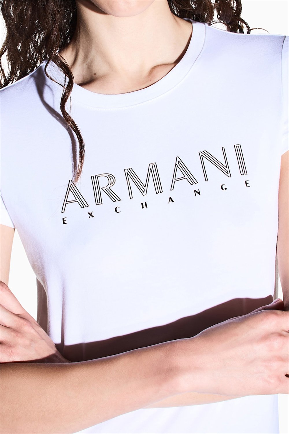 Armani Exchange Kadın Bisiklet Yaka T-Shirt Beyaz